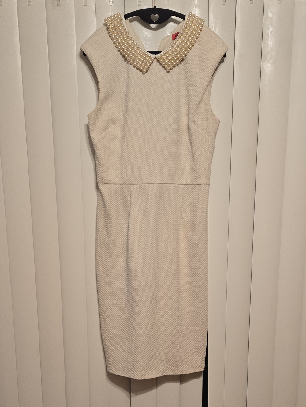 Betsey Johnson Ivory Pearl-Collar Midi Dress